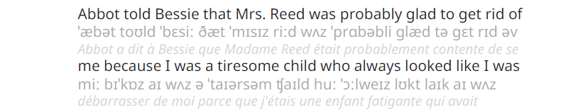 Demonstrating English for French Interlaced text