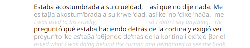 Demonstrating Spanish for English Interlaced text
