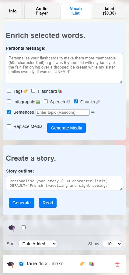 Web App Vocab Tab